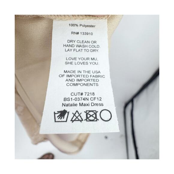 Show Me Your MuMu Natalie Maxi Dress Open Back Floral Lace Tan Size S NWT - Picture 10 of 11